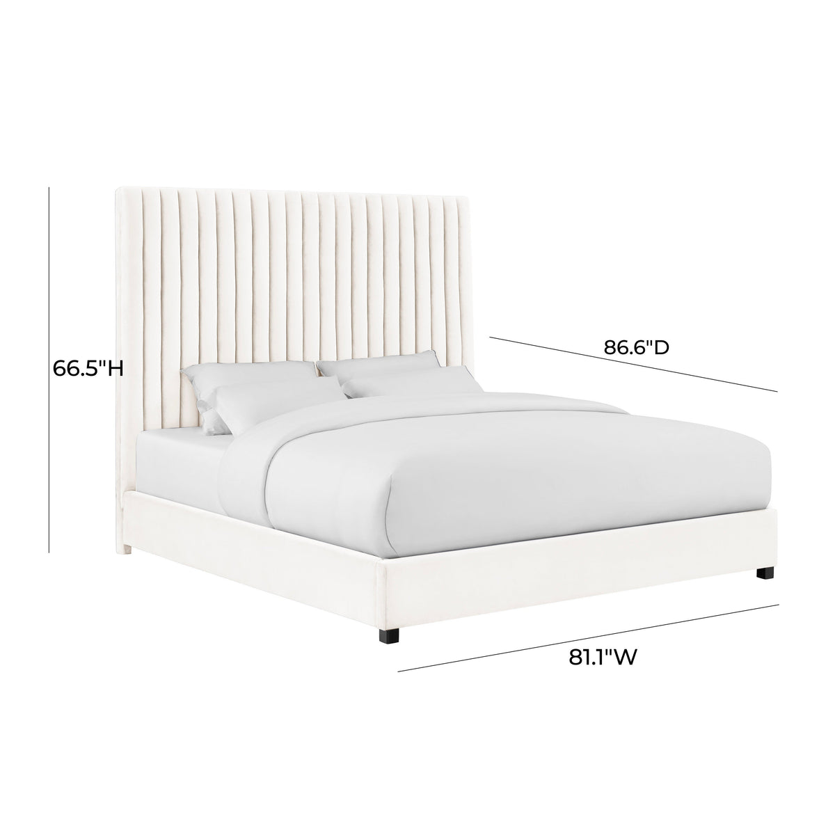 Arabelle White Performance Velvet Bed in King by TOV Furniture – photo 4 of 6