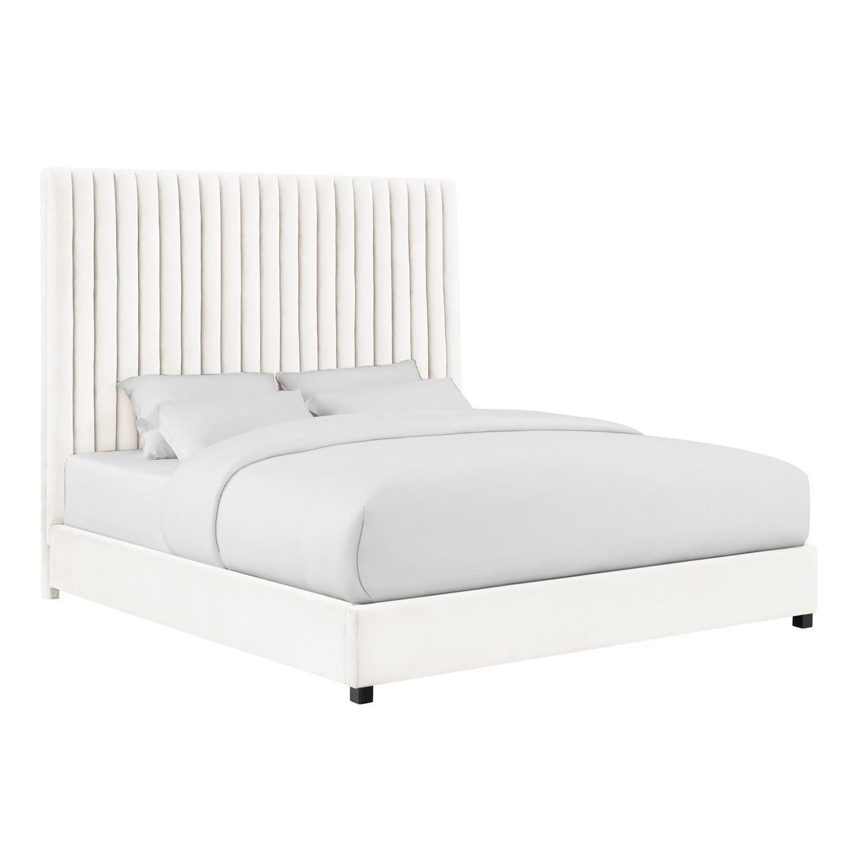 Arabelle White Performance Velvet Bed in King by TOV Furniture – photo 1 of 6