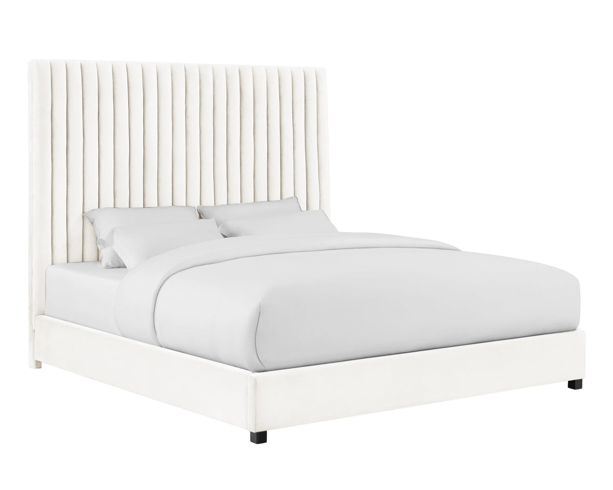 Arabelle White Performance Velvet Bed in Queen by TOV Furniture – photo 1 of 6
