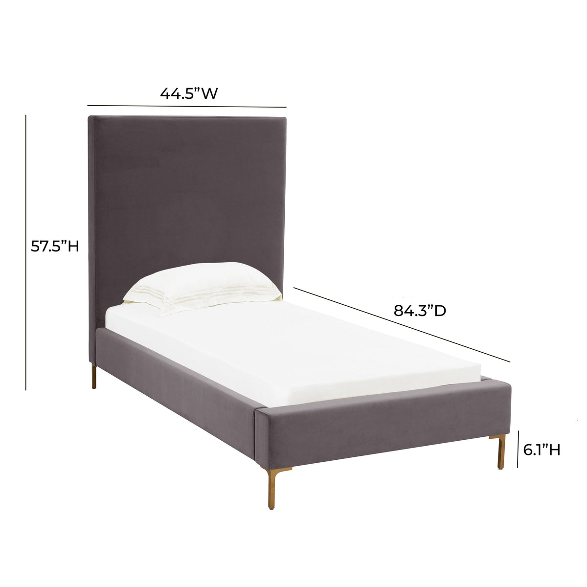 Delilah Velvet Bed in Grey / Twin by TOV Furniture – photo 2 of 9