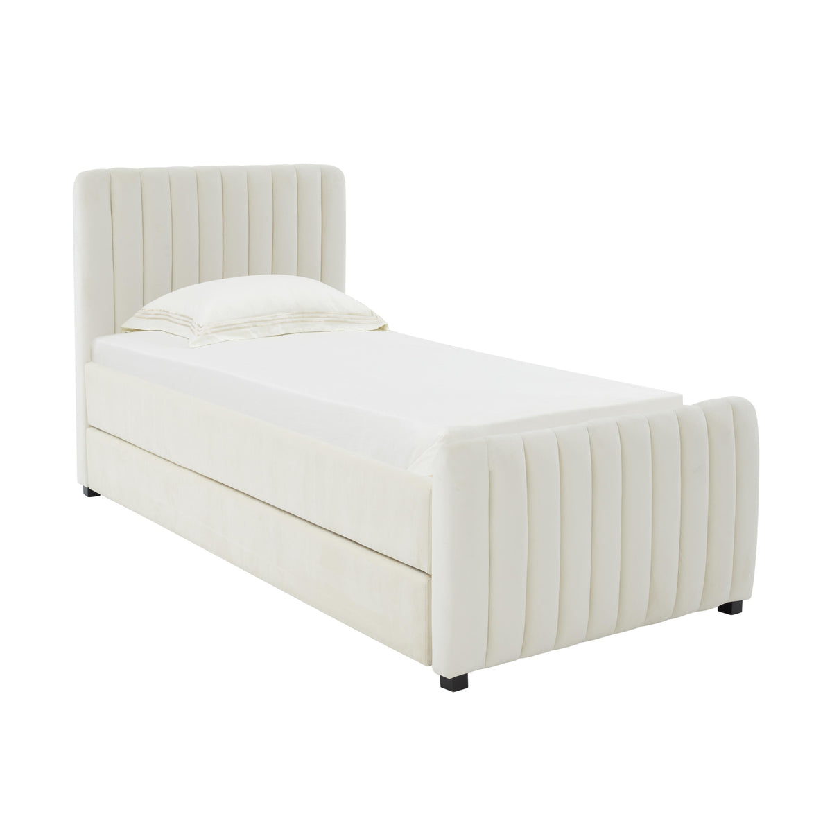 Angela Cream Performance Velvet Trundle Bed in Twin by TOV Furniture – photo 3 of 8