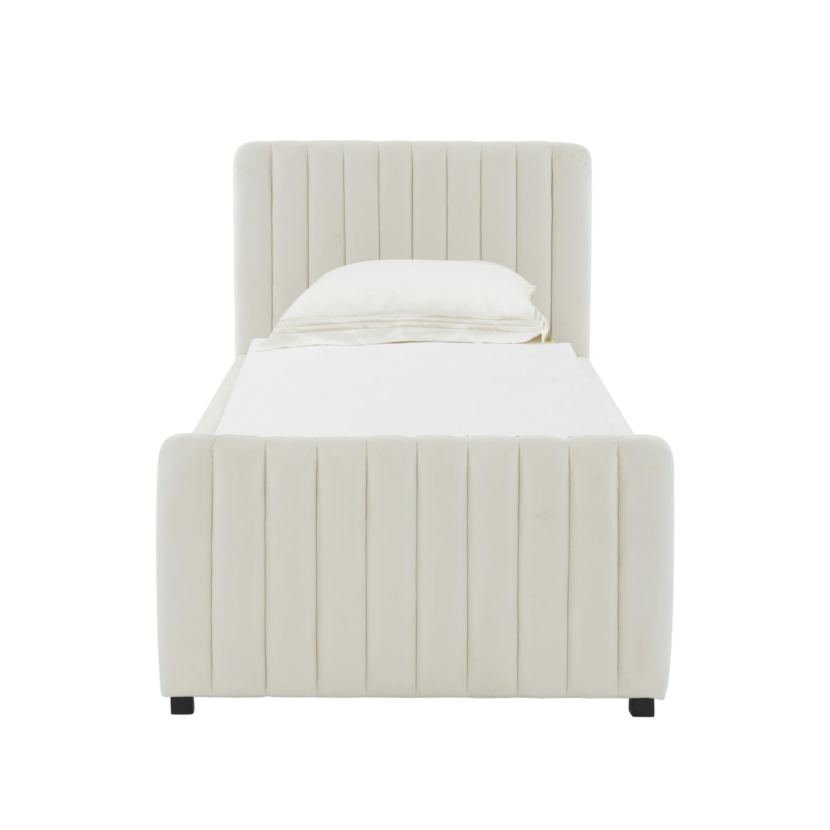 Angela Cream Performance Velvet Trundle Bed in Twin by TOV Furniture – photo 4 of 8