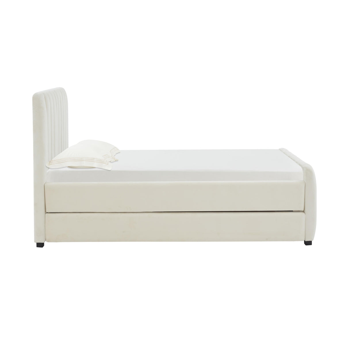 Angela Cream Performance Velvet Trundle Bed in Twin by TOV Furniture – photo 5 of 8