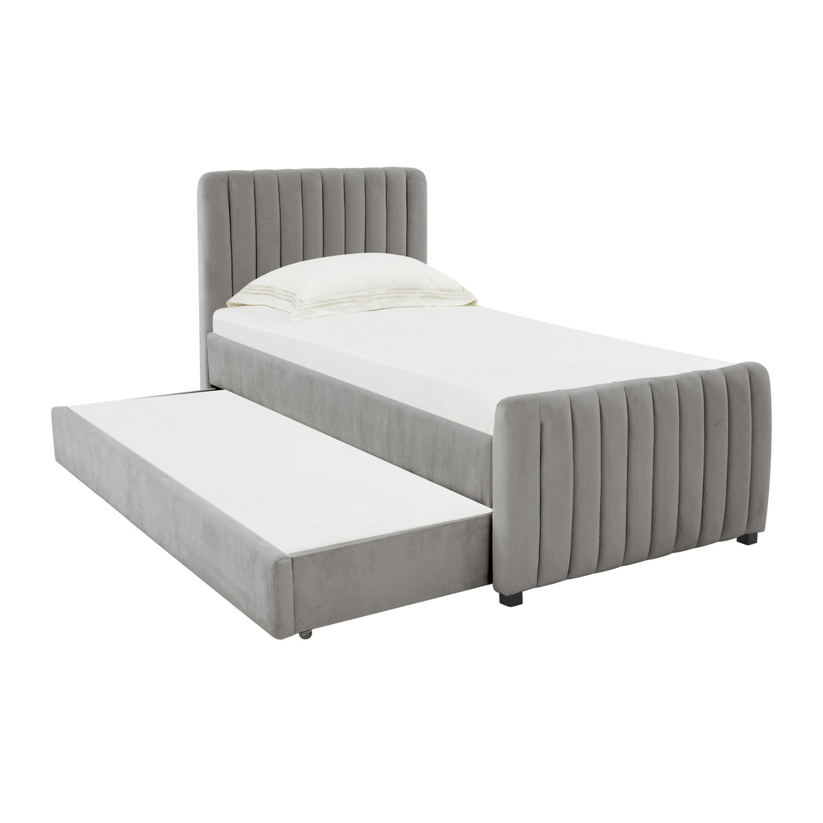 Angela Grey Performance Velvet Trundle Bed in Twin by TOV Furniture – photo 1 of 8