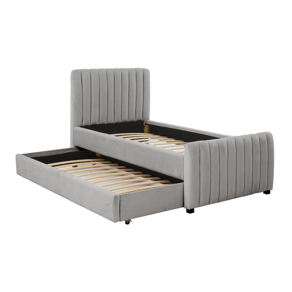 Angela Grey Performance Velvet Trundle Bed in Twin by TOV Furniture – photo 6 of 8