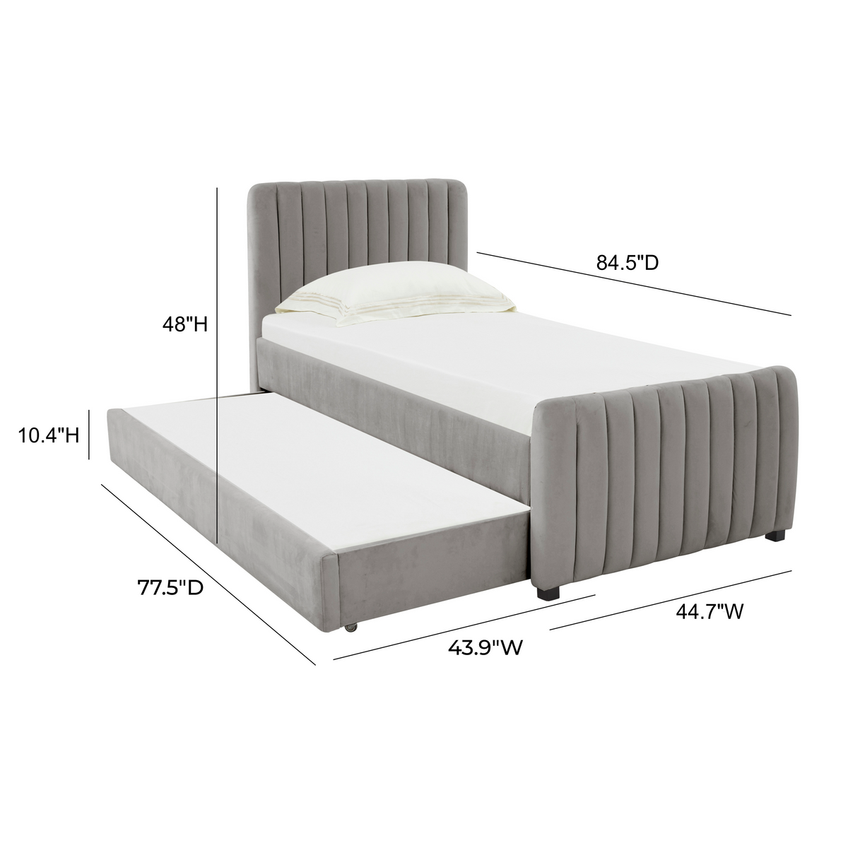 Angela Grey Performance Velvet Trundle Bed in Twin by TOV Furniture – photo 8 of 8