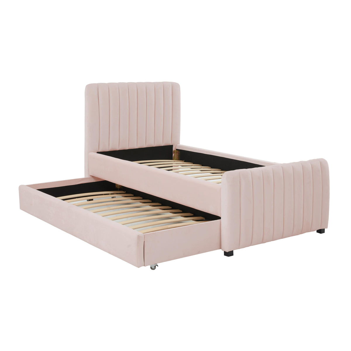 Angela Blush Performance Velvet Trundle Bed in Twin by TOV Furniture – photo 6 of 8