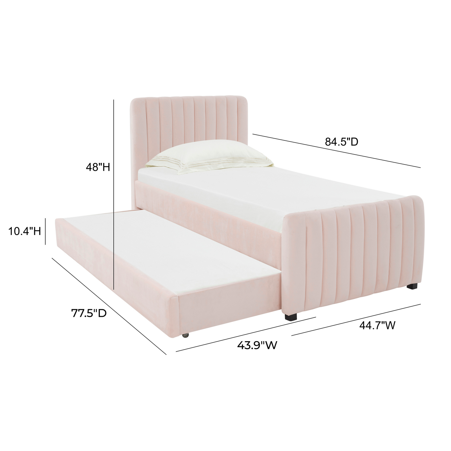 Angela Performance Velvet Trundle in Twin Blush by Tov Furniture