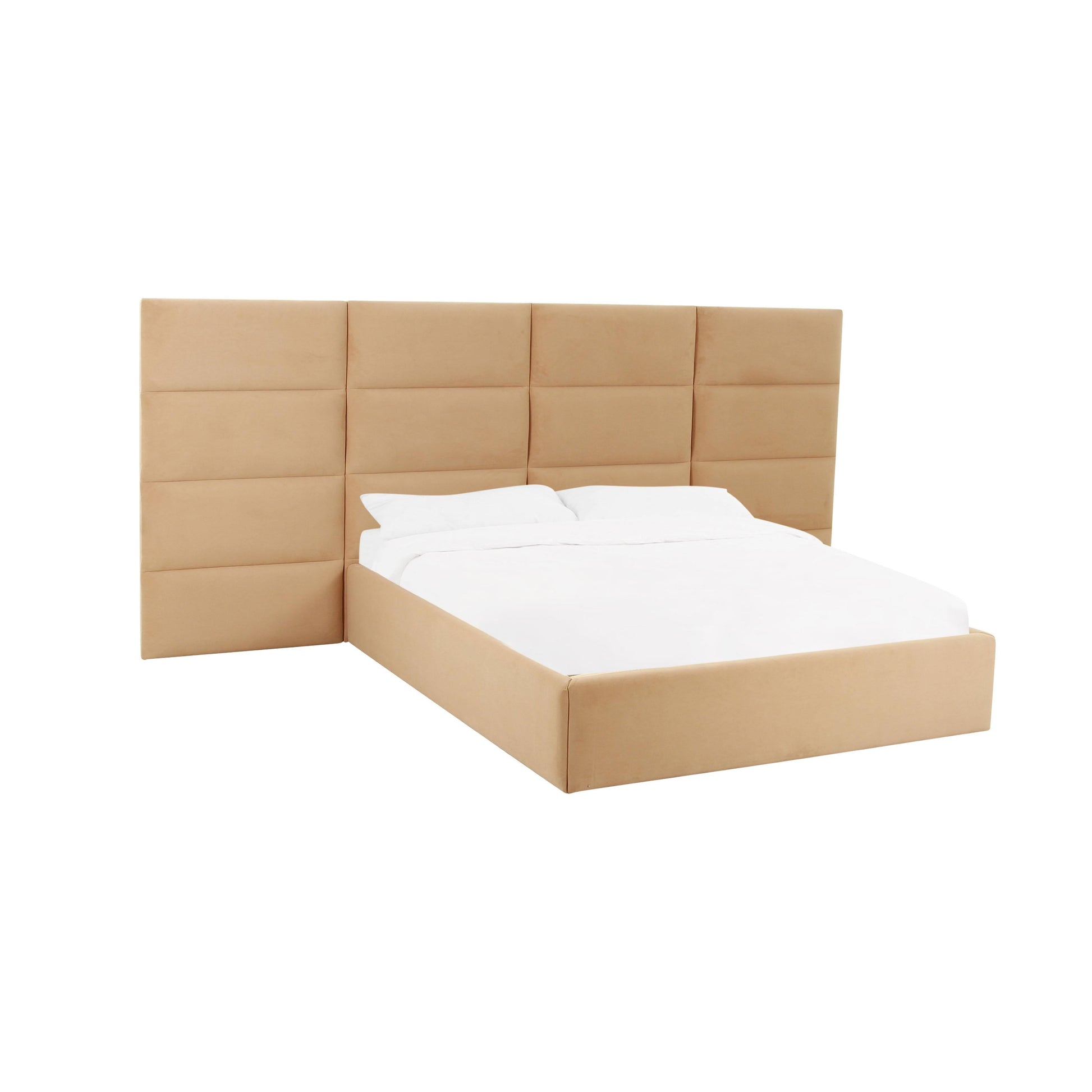 Eliana Performance Velvet Headboard Wings Honey King Bed - ON FINAL SALE by Tov Furniture