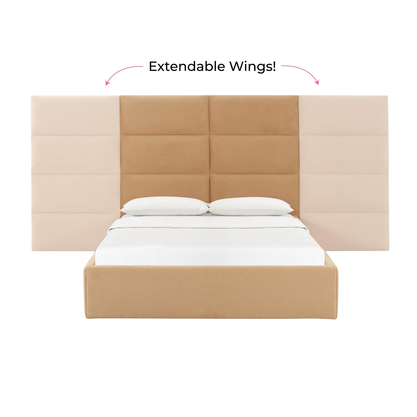 Eliana Performance Velvet Headboard Wings Honey King Bed - ON FINAL SALE by Tov Furniture
