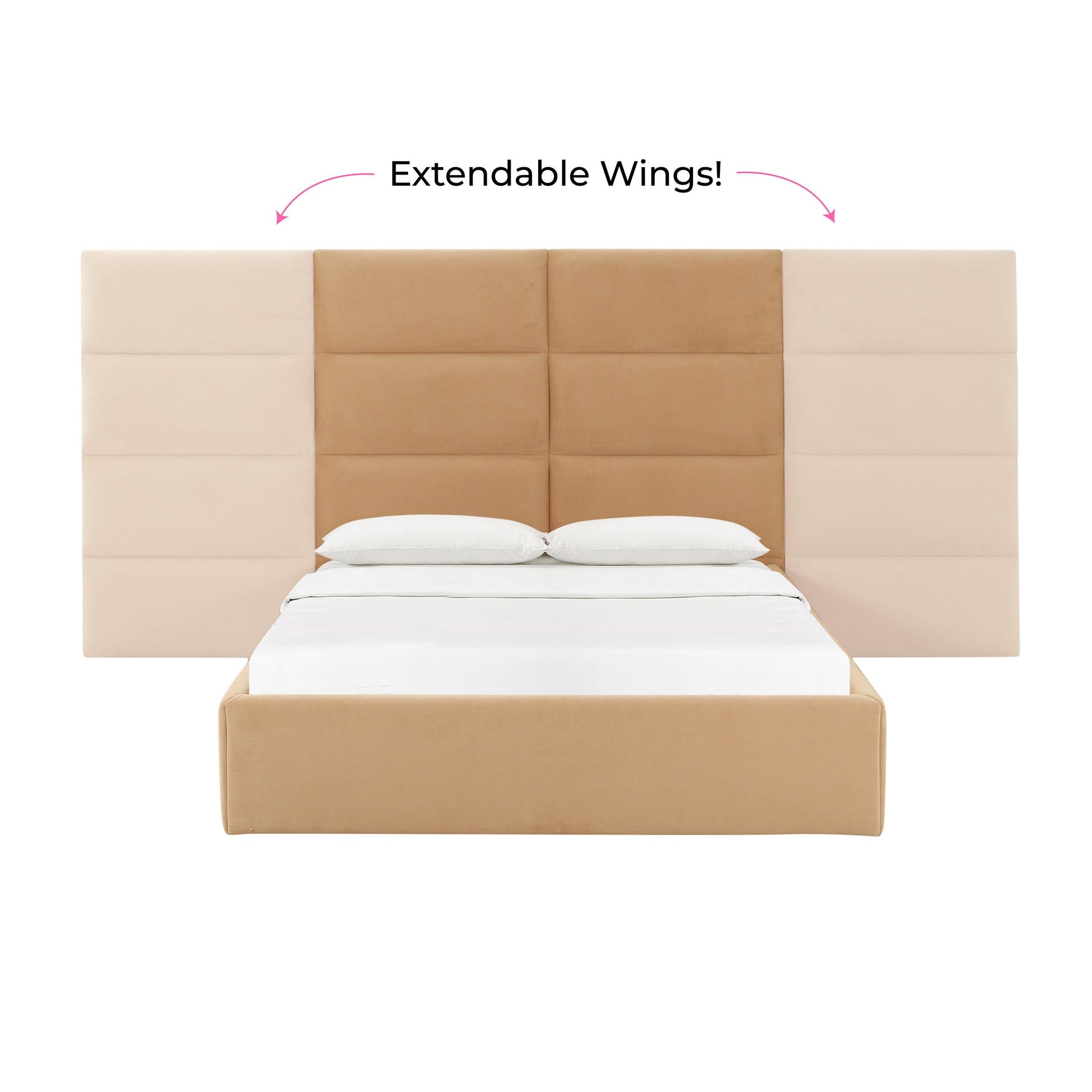 Eliana Performance Velvet Headboard Wings Honey King Bed - ON FINAL SALE by Tov Furniture