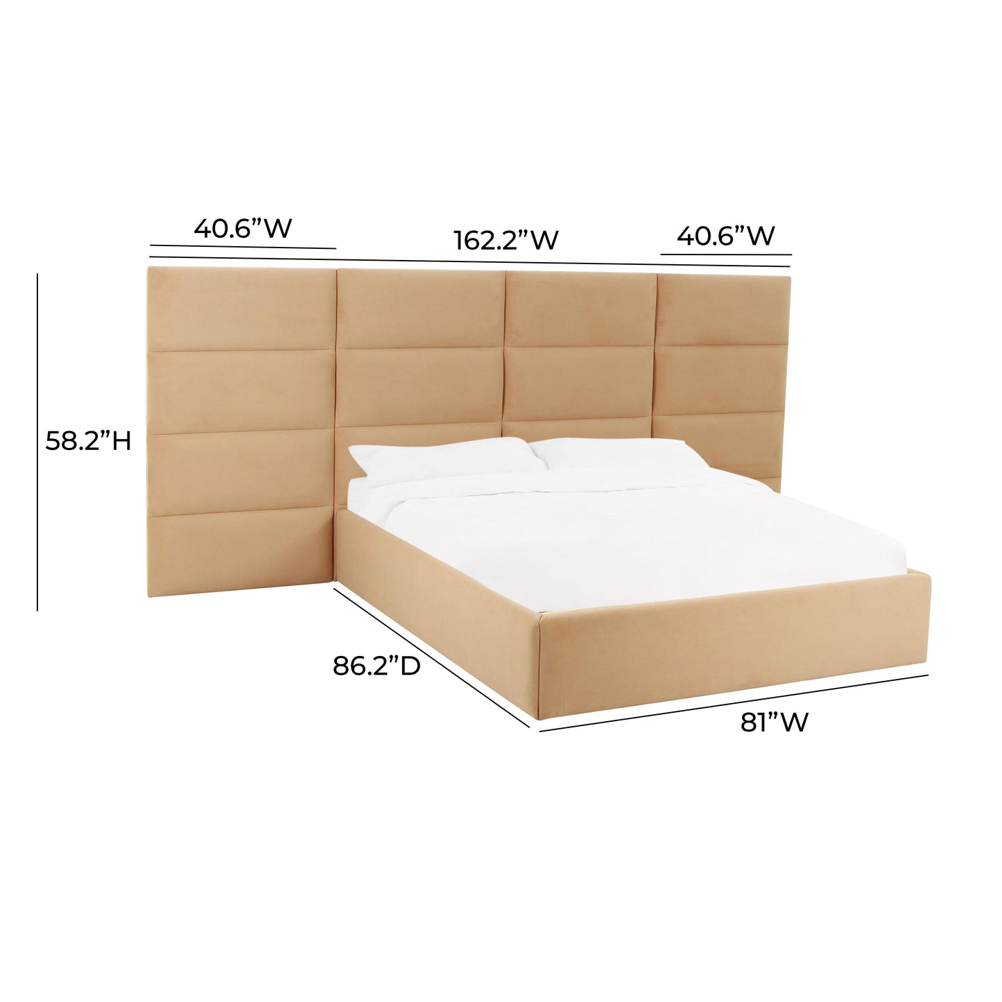 Eliana Performance Velvet Headboard Wings Honey King Bed - ON FINAL SALE by Tov Furniture
