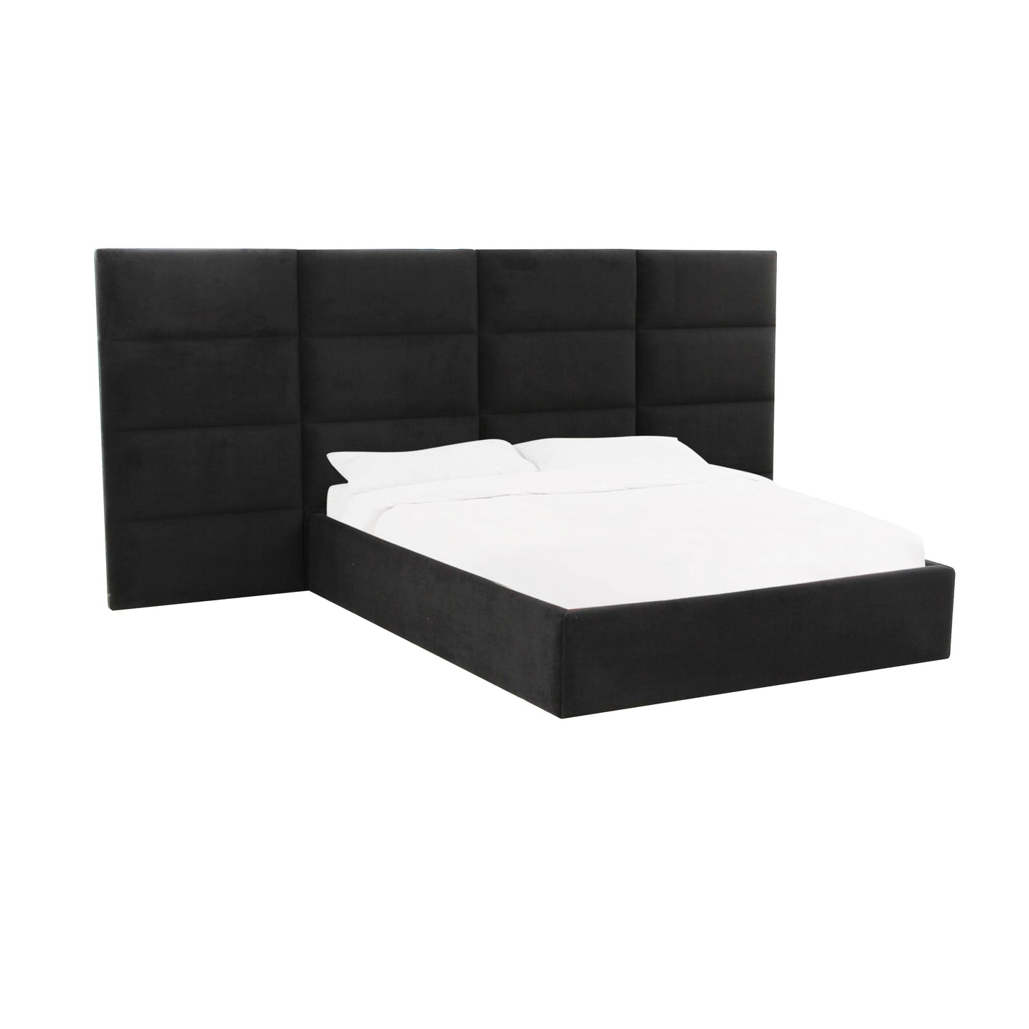 Eliana Performance Velvet Headboard Wings Black King Bed by Tov Furniture