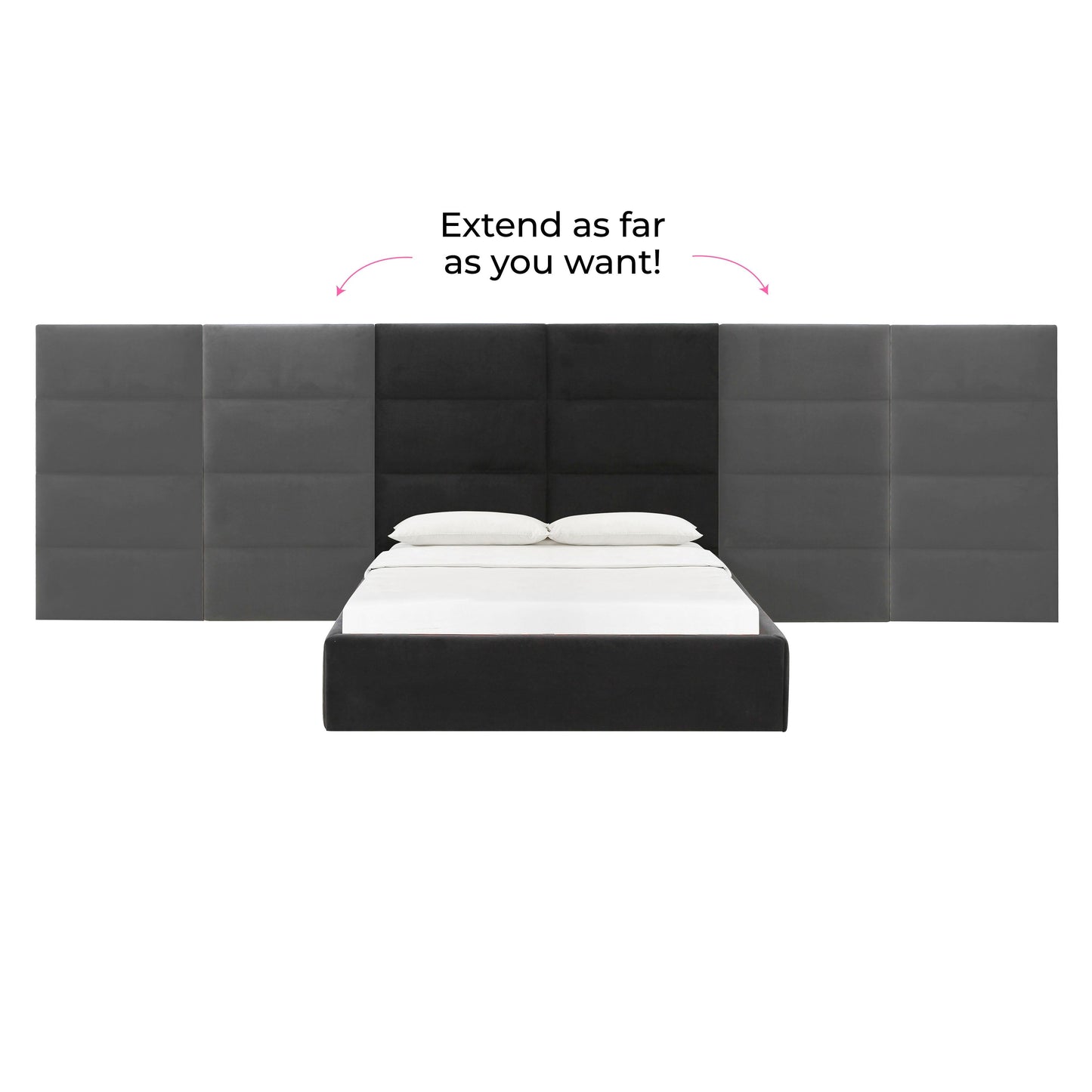 Eliana Performance Velvet Headboard Wings Black King Bed by Tov Furniture