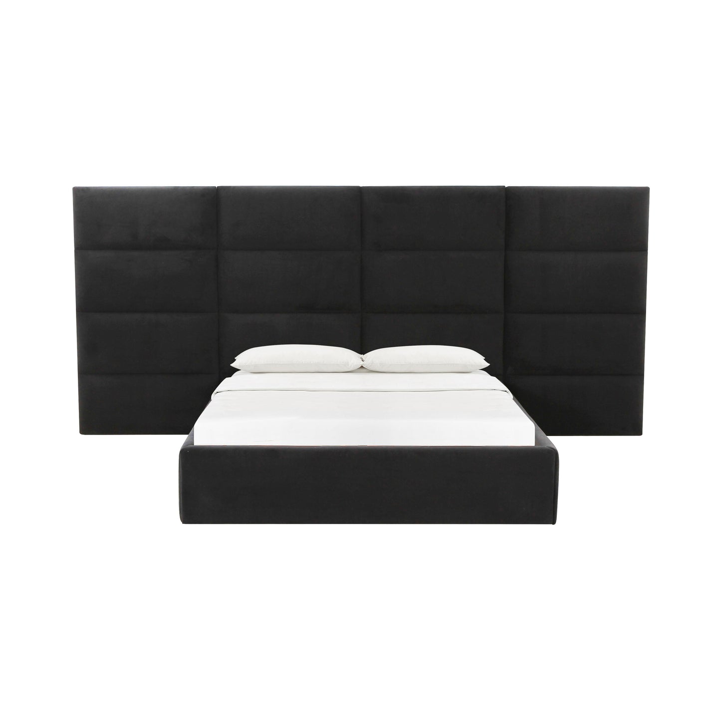 Eliana Performance Velvet Headboard Wings Black Queen Bed by Tov Furniture