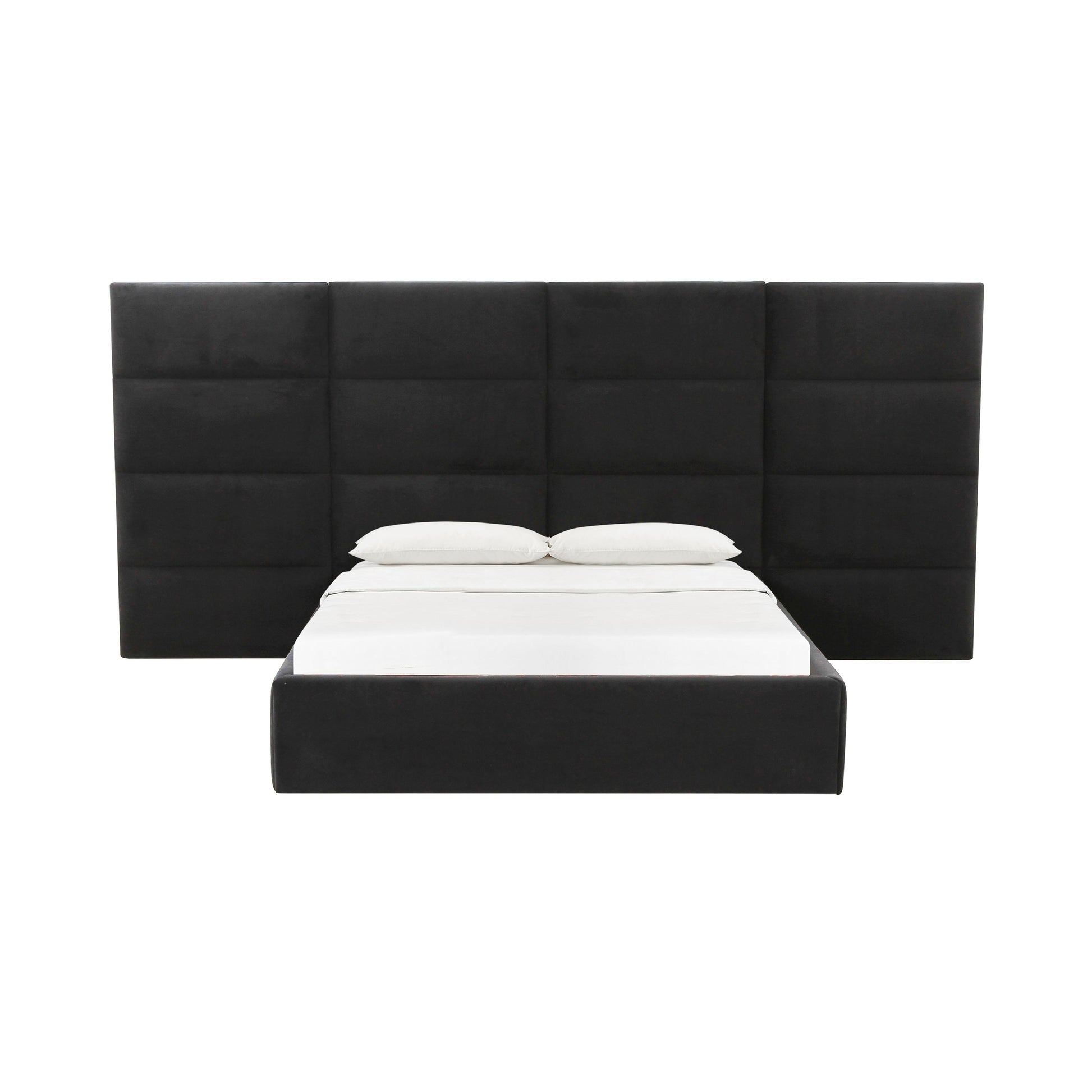 Eliana Performance Velvet Headboard Wings Black Queen Bed by Tov Furniture