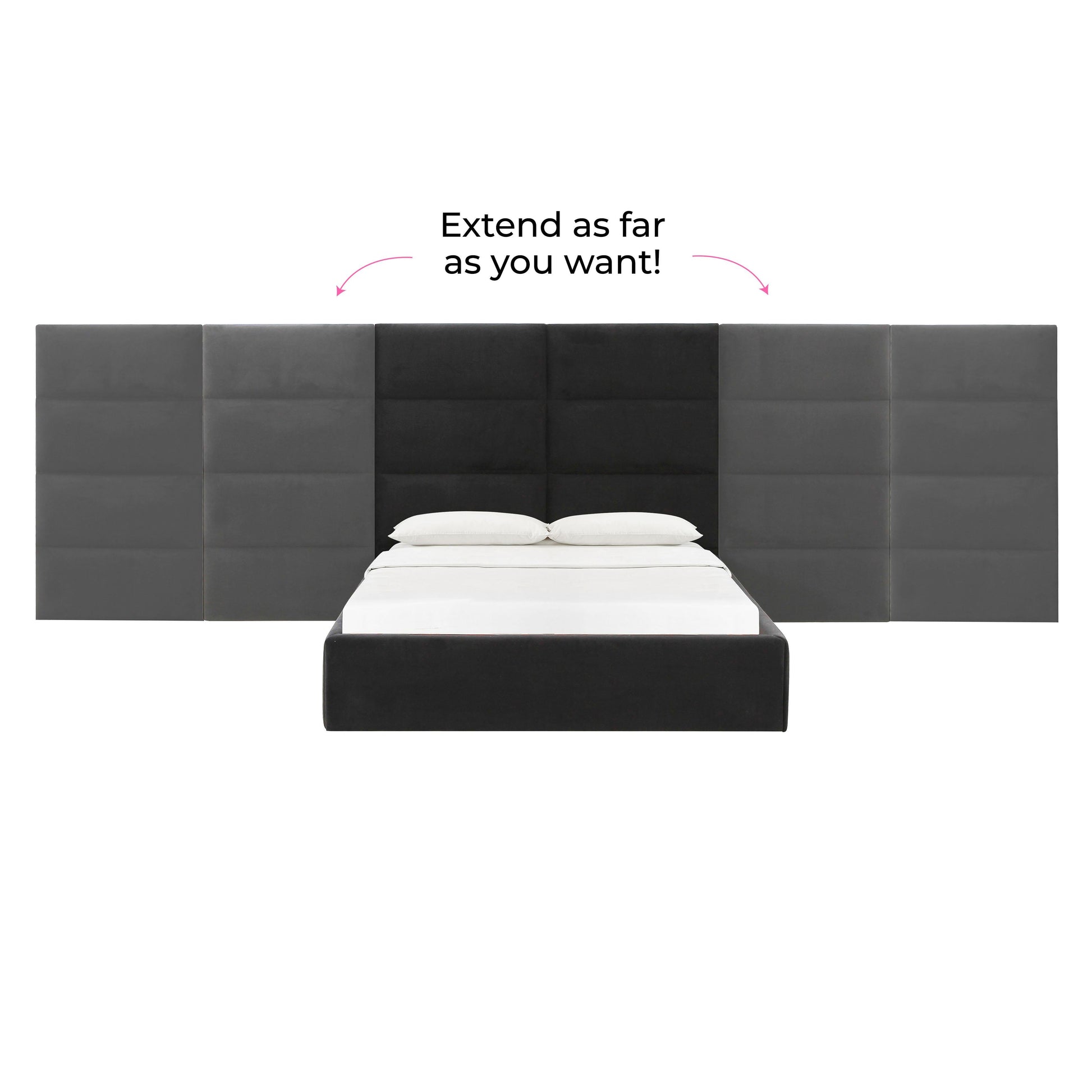 Eliana Performance Velvet Headboard Wings Black Queen Bed by Tov Furniture