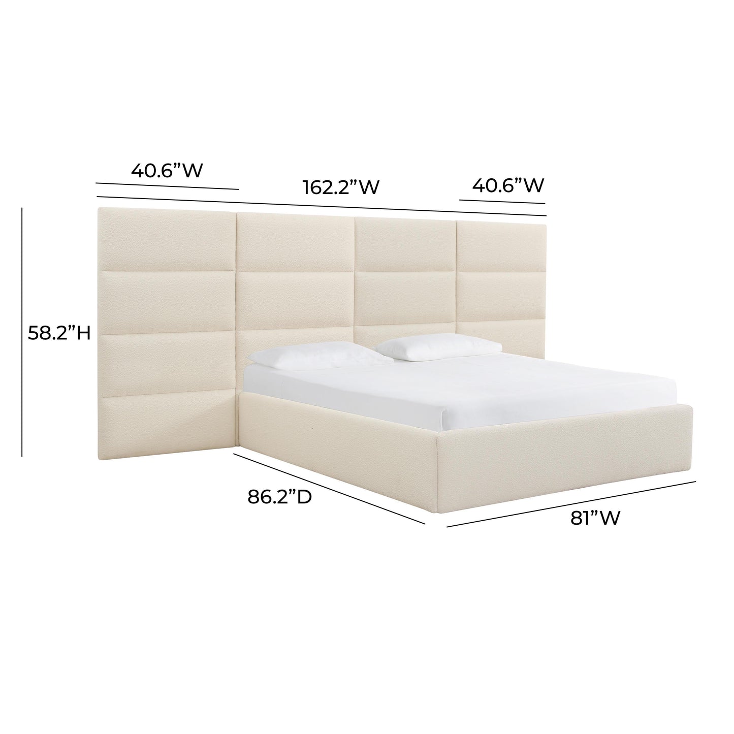 Eliana Cream Boucle Bed by TOV B68730