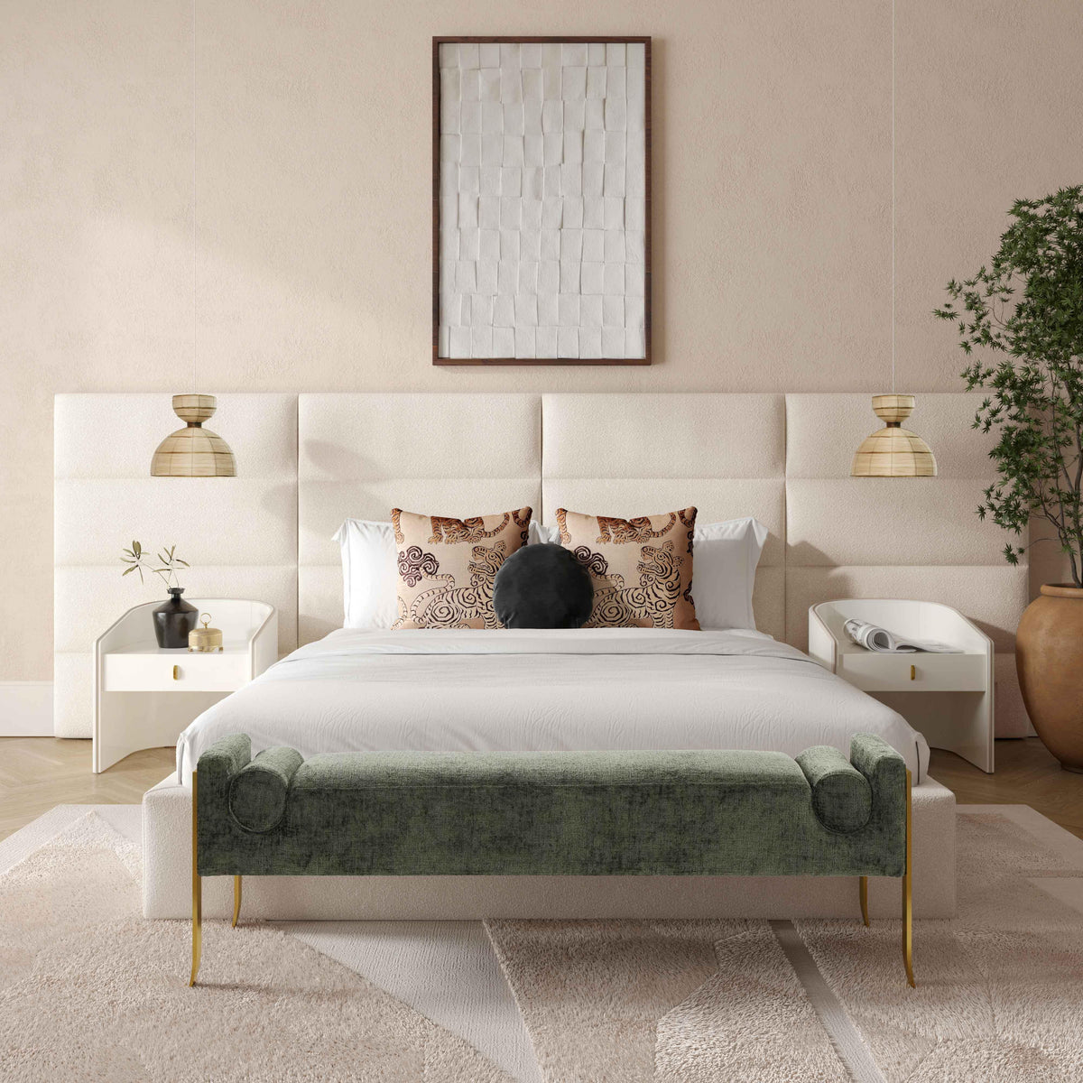 Eliana Cream Performance Boucle Headboard Wings in Queen by TOV Furniture – photo 2 of 6