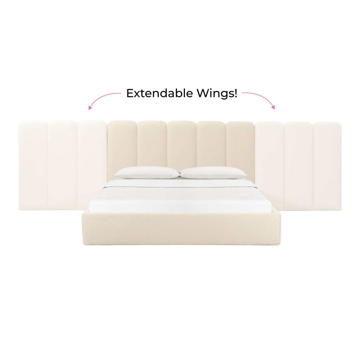 Palani Cream Performance Velvet Wings - Queen or King (Set of 2) by TOV Furniture – photo 4 of 6