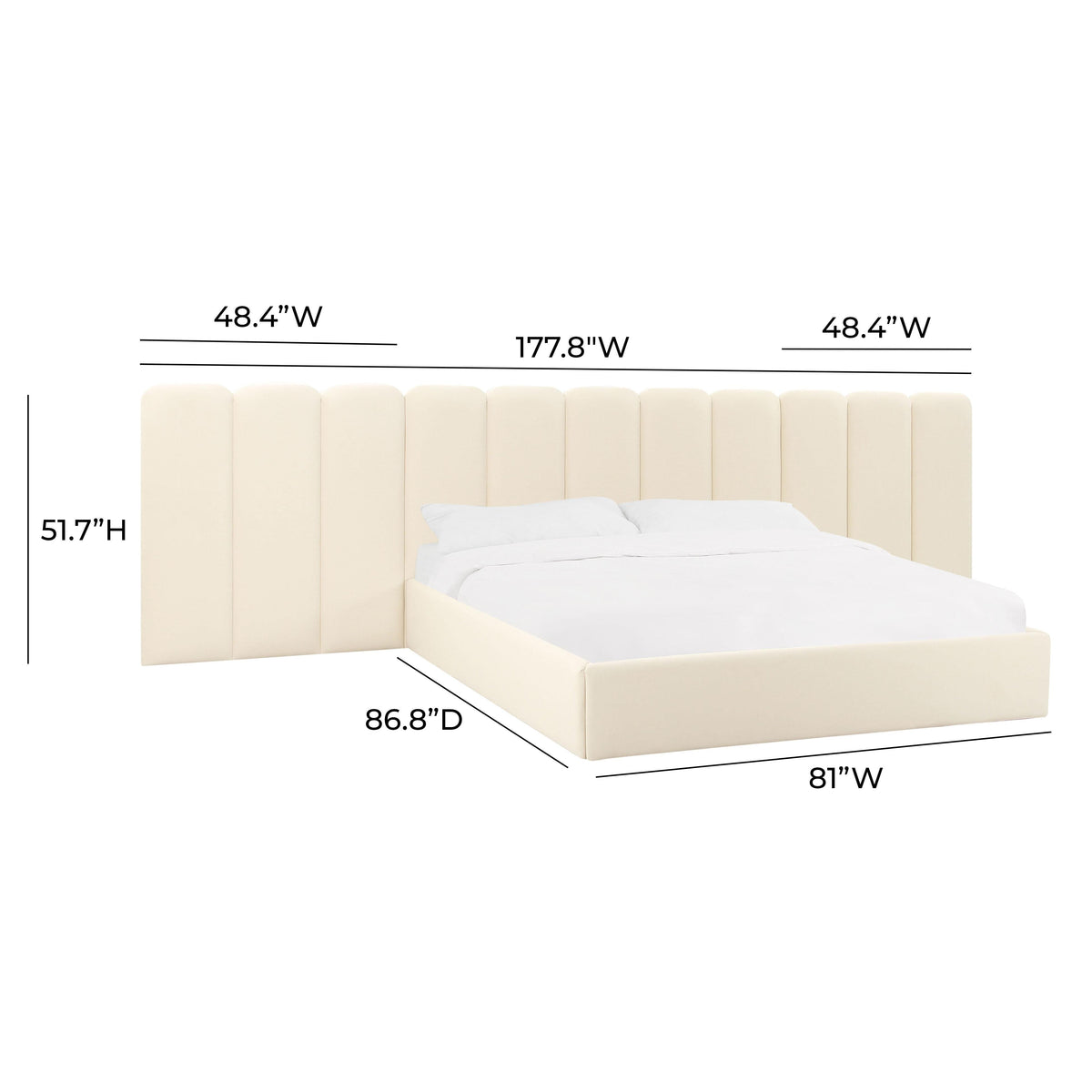 Palani Cream Performance Velvet Wings - Queen or King (Set of 2) by TOV Furniture – photo 5 of 6