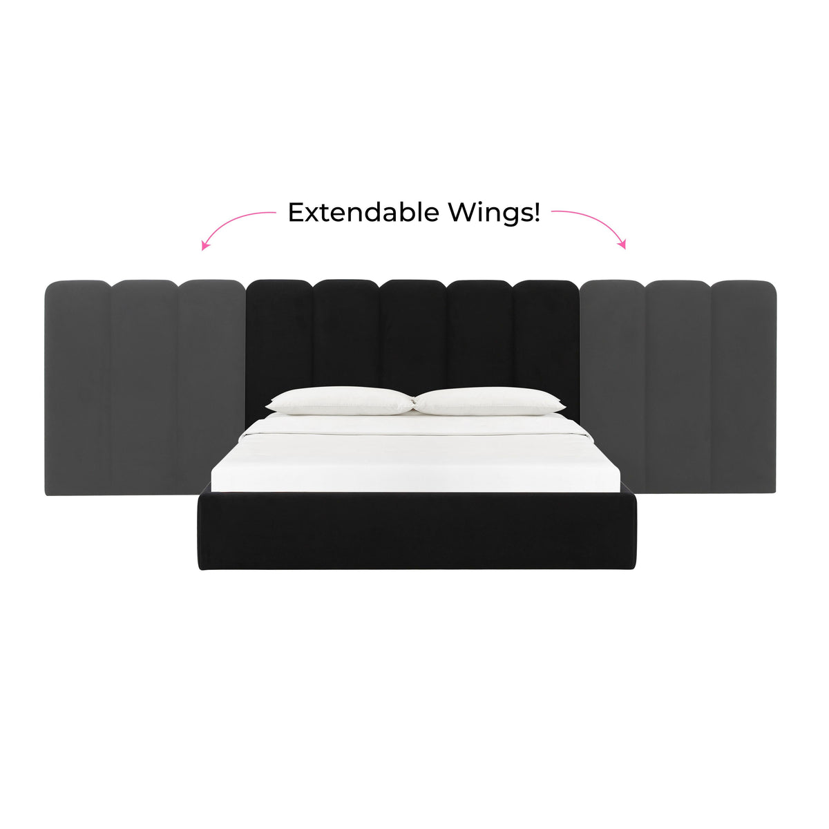 Palani Black Performance Velvet Wings - Queen or King (Set of 2) by TOV Furniture – photo 4 of 6