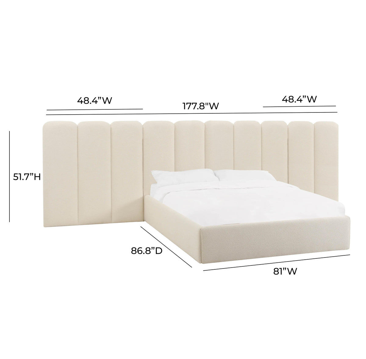 Palani Cream Performance Boucle Wings - Queen or King (Set of 2) by TOV Furniture – photo 5 of 6