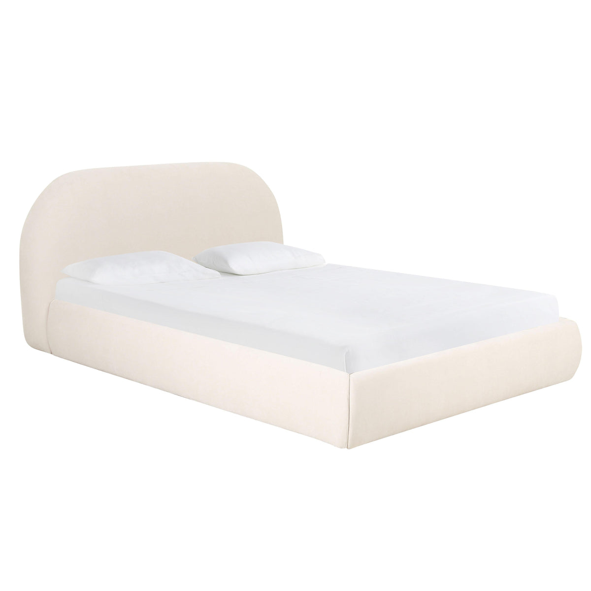 Bara Cream Textured Performance Velvet Bed by TOV Furniture – several sizes shown