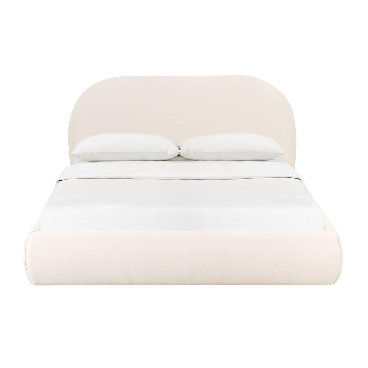 Bara Cream Textured Performance Velvet Bed by TOV Furniture – several sizes shown