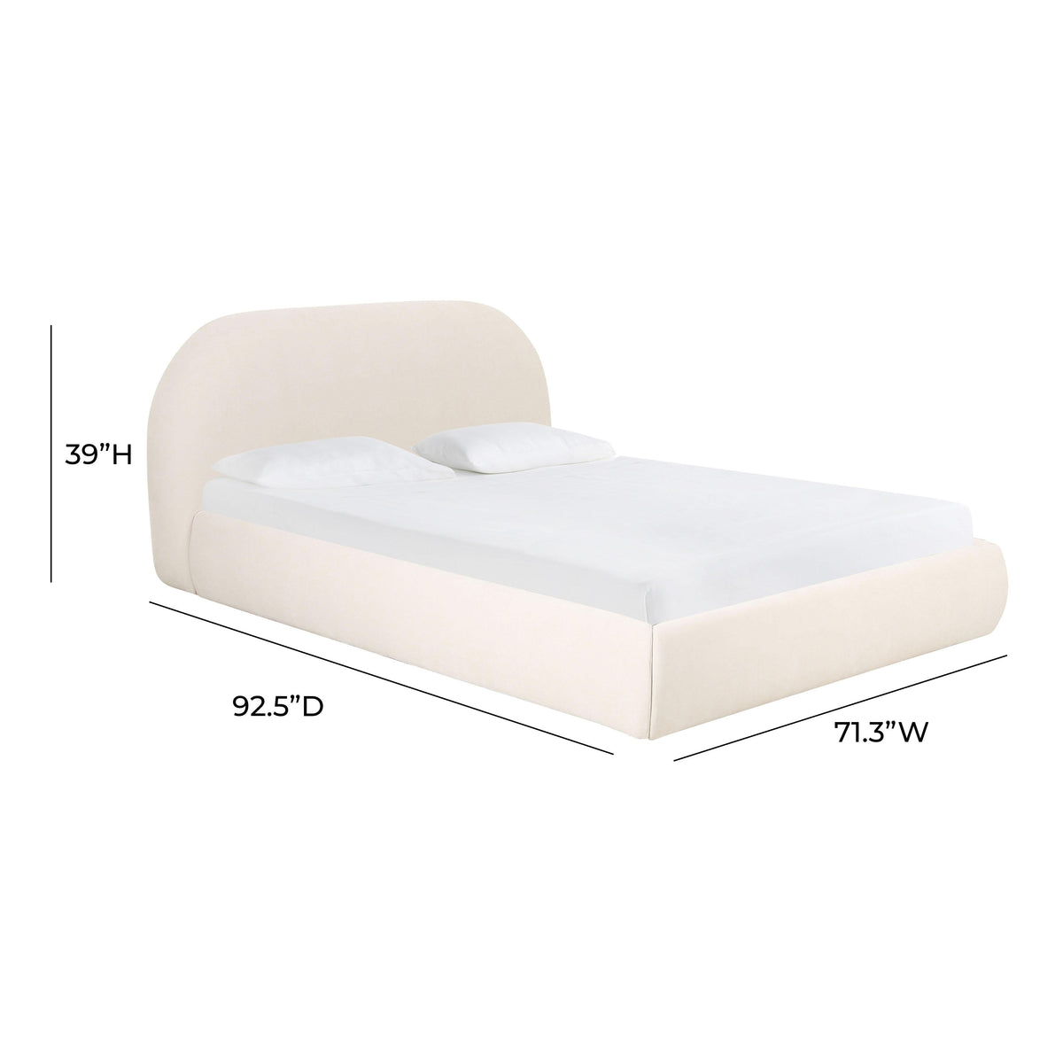 Bara Cream Textured Performance Velvet Queen Bed by TOV Furniture – photo 7 of 7