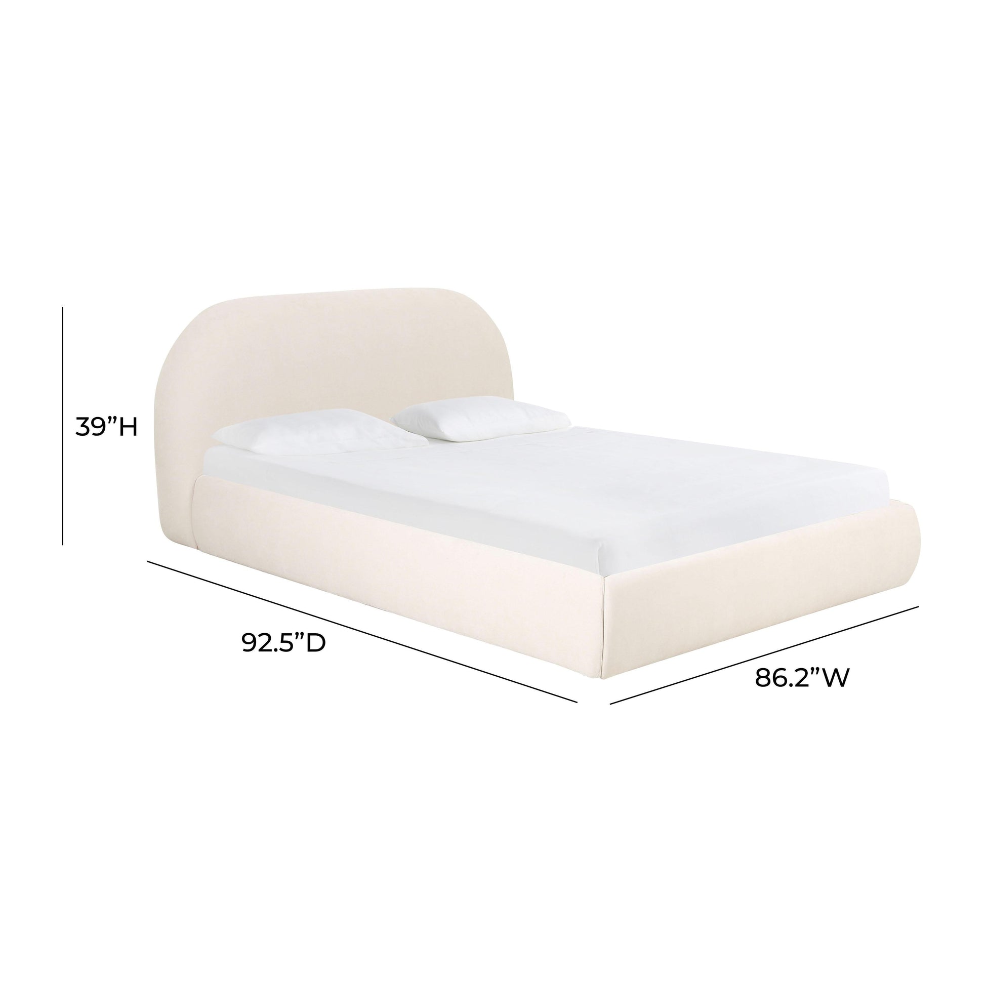 Bara Cream Textured Velvet Bed by TOV B68877