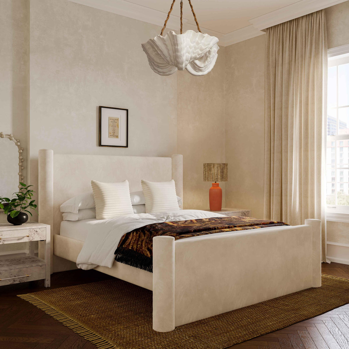 Athara Cream Velvet Bed in Queen by TOV Furniture – photo 2 of 8