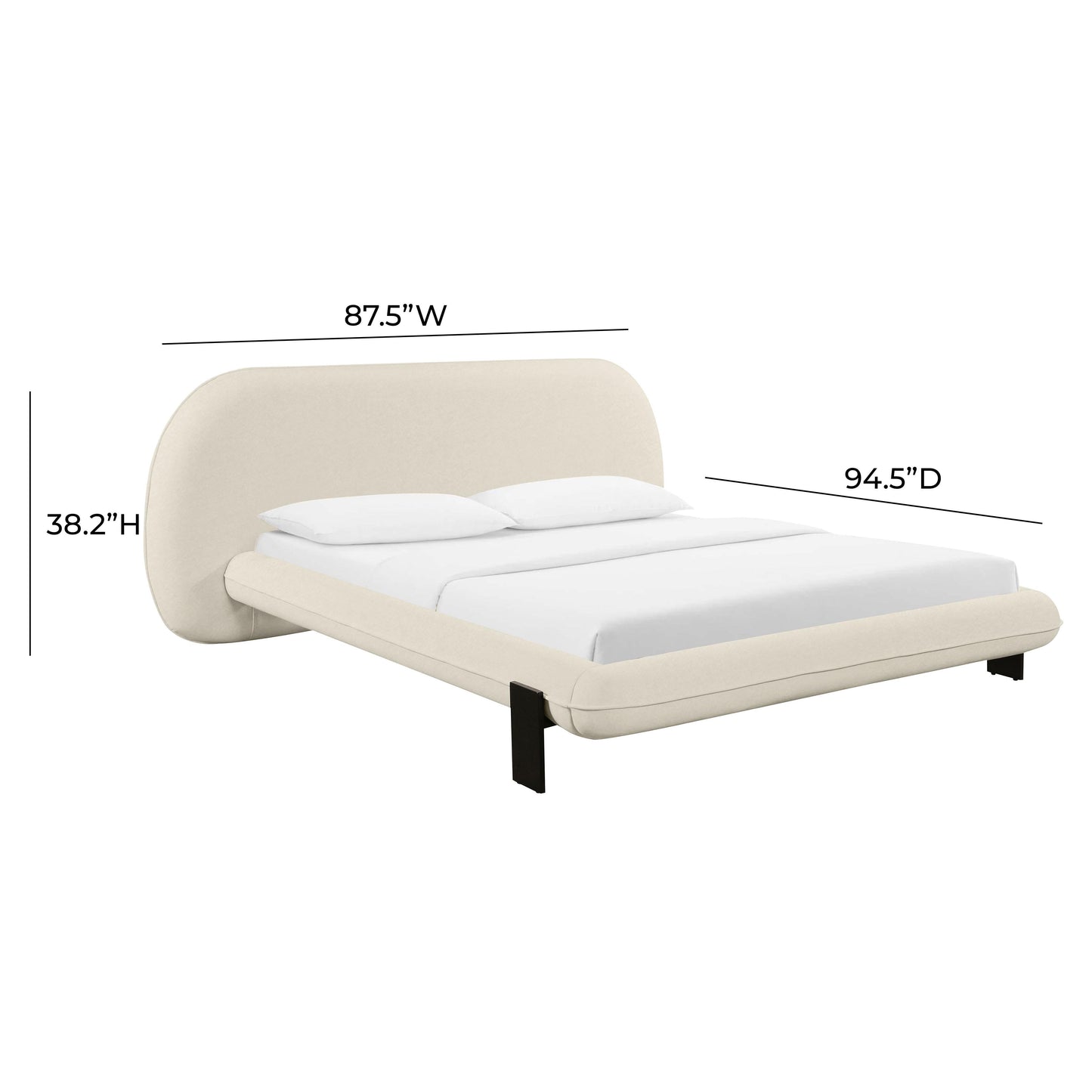 Ophelia Cream Faux Wool Bed by TOV B68946