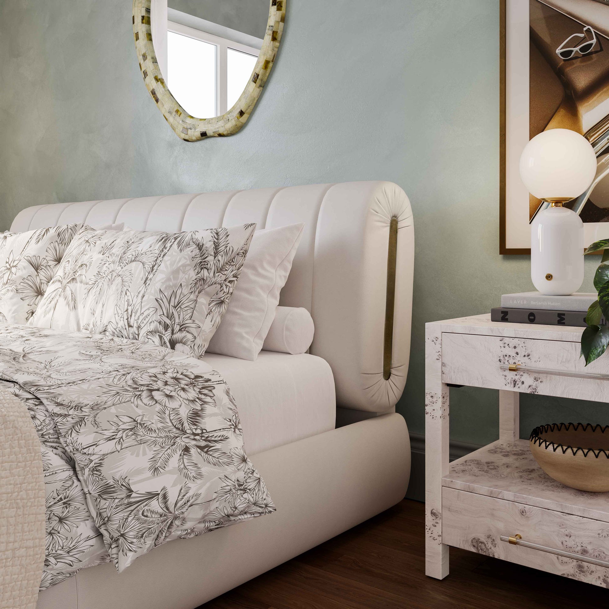 Karol Cream Performance Vegan Leather Bed by TOV B68948