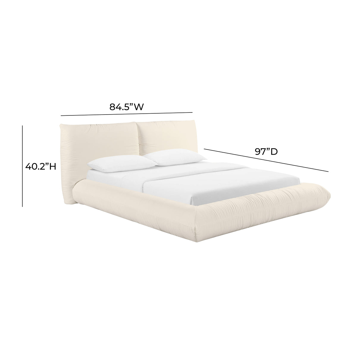 Romp Cream Upcycled Performance Linen Queen Bed by TOV Furniture – photo 6 of 6