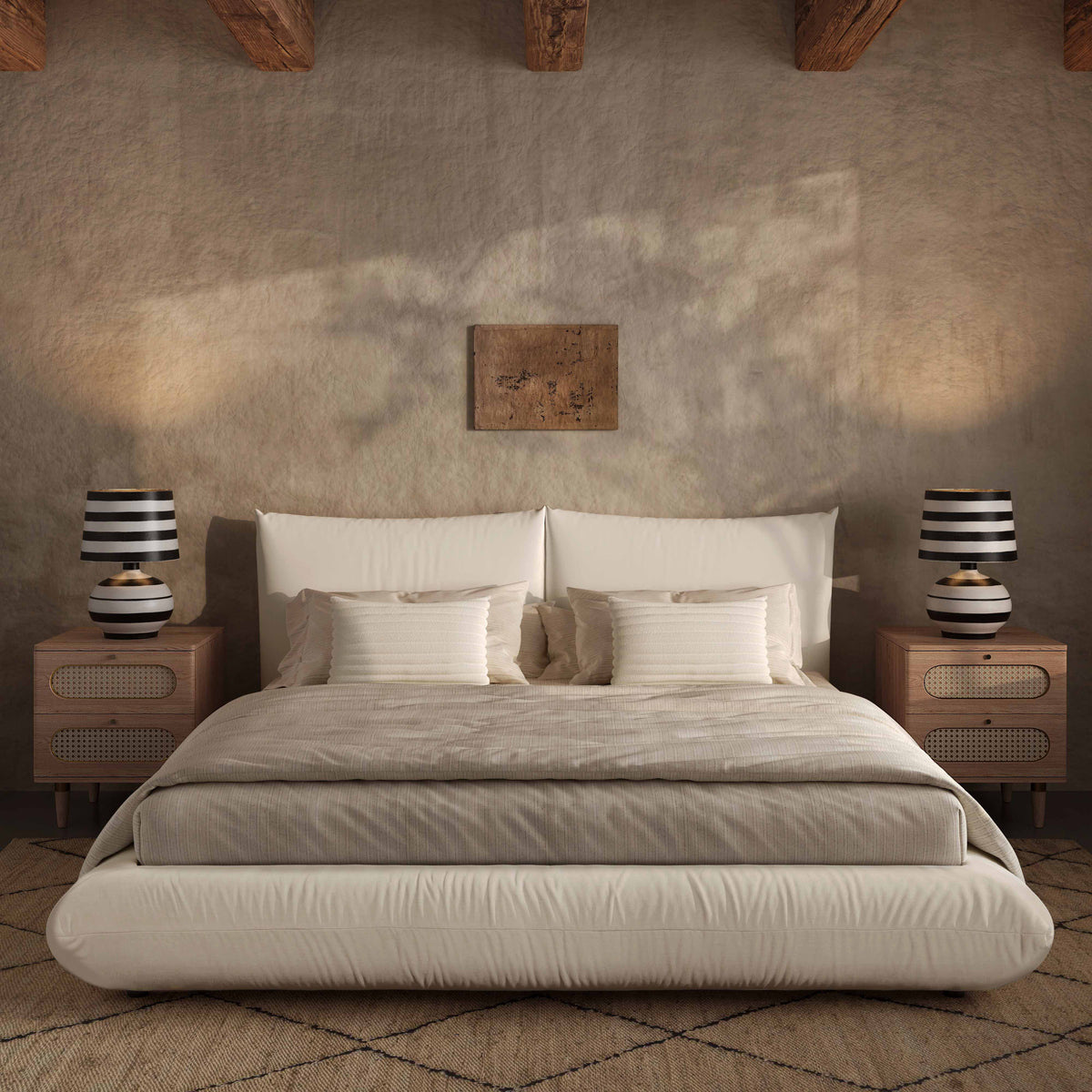Romp Cream Upcycled Performance Linen Bed by TOV Furniture – several sizes shown