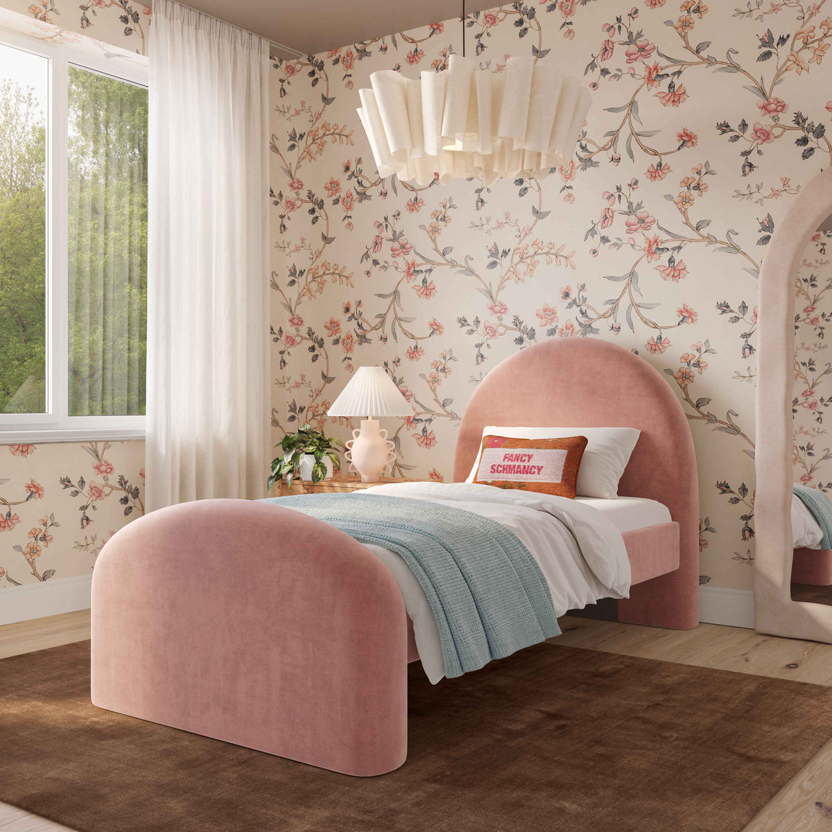 Moon Rose Upcycled Contract-Grade Chenille Twin Bed by TOV Furniture – photo 2 of 6
