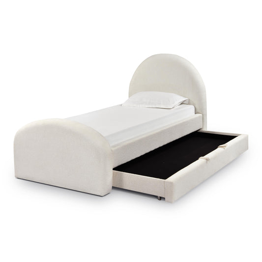 Moon Cream Boucle Twin Trundle Bed by TOV B69111