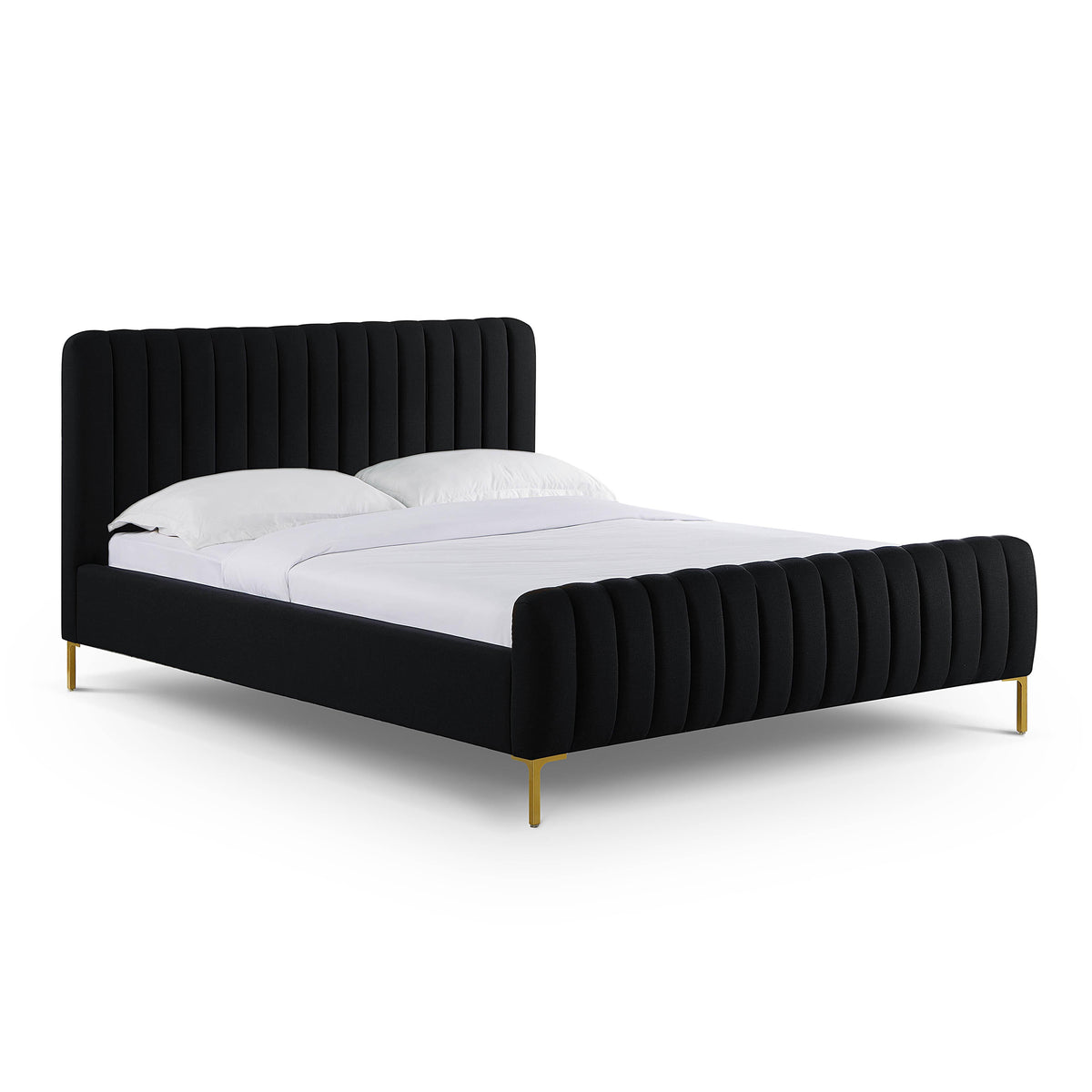 Angela Black Upcycled Performance Linen Queen Bed by TOV Furniture – photo 1 of 10