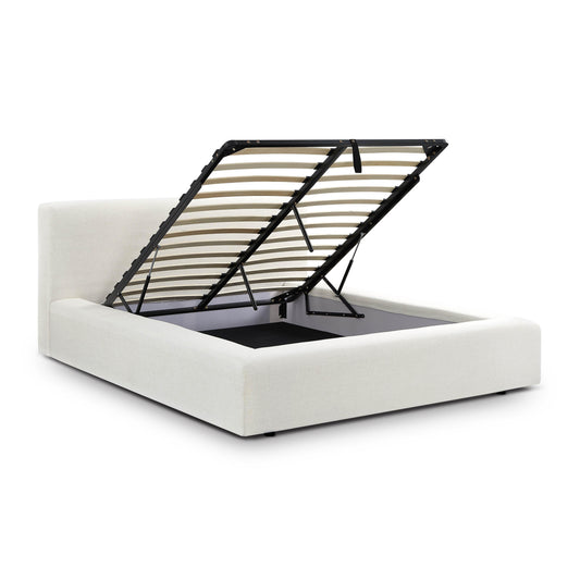 Meena Cream Upcycled Performance Linen Storage Cream Queen Bed by Tov Furniture