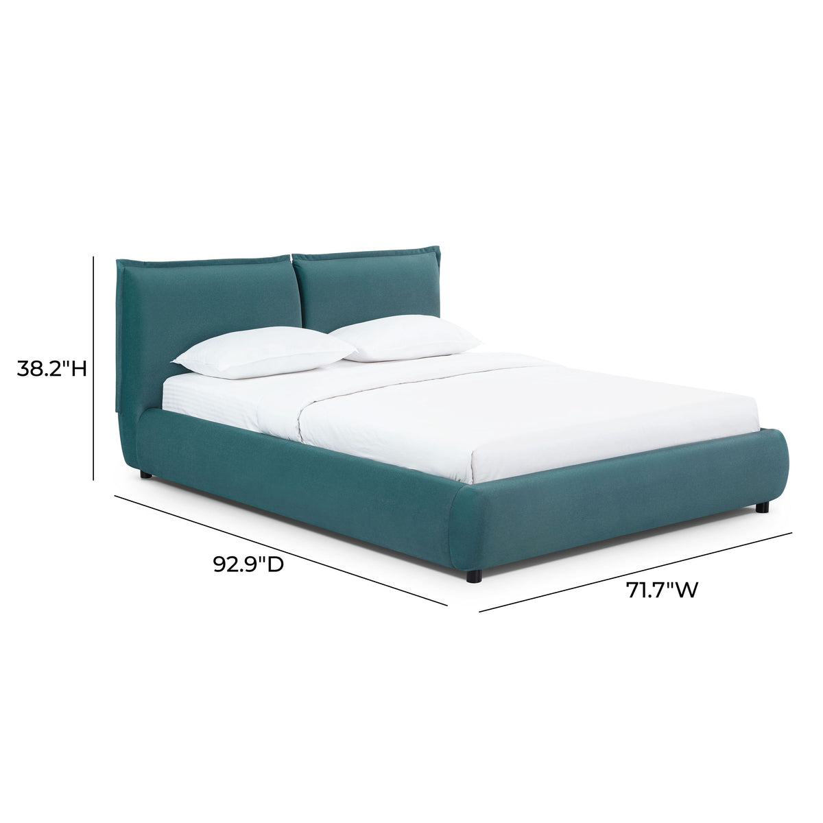 Mel Teal Performance Faux Mohair Velvet Queen Bed by TOV Furniture – photo 8 of 10