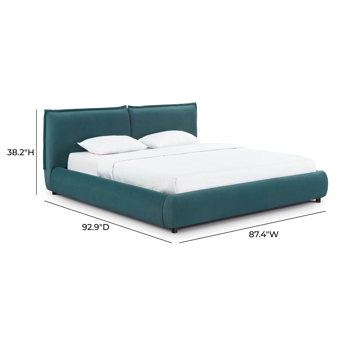 Mel Teal Performance Faux Mohair Velvet King Bed by TOV Furniture – photo 10 of 12