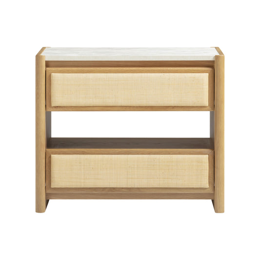 Paige 26 Natural Oak 2 Drawer Nightstand by TOV B69352