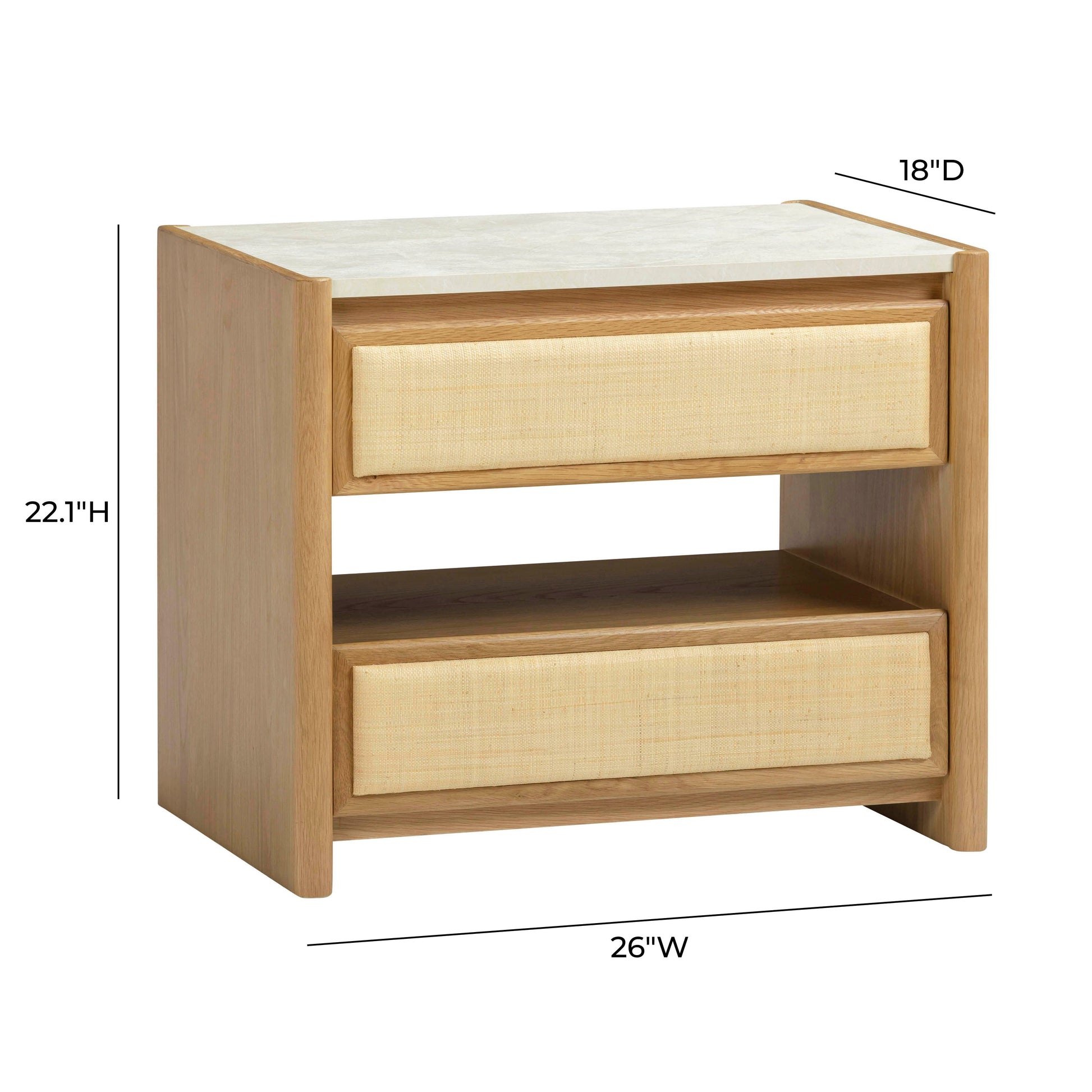 Paige 26 Natural Oak 2 Drawer Nightstand by TOV B69352
