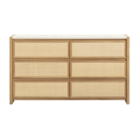 Paige 56 Natural Oak 6 Drawer Dresser by TOV B69354