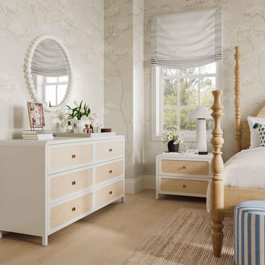 Patty White Rattan 2 Drawer Nightstand by TOV Furniture – photo 2 of 9