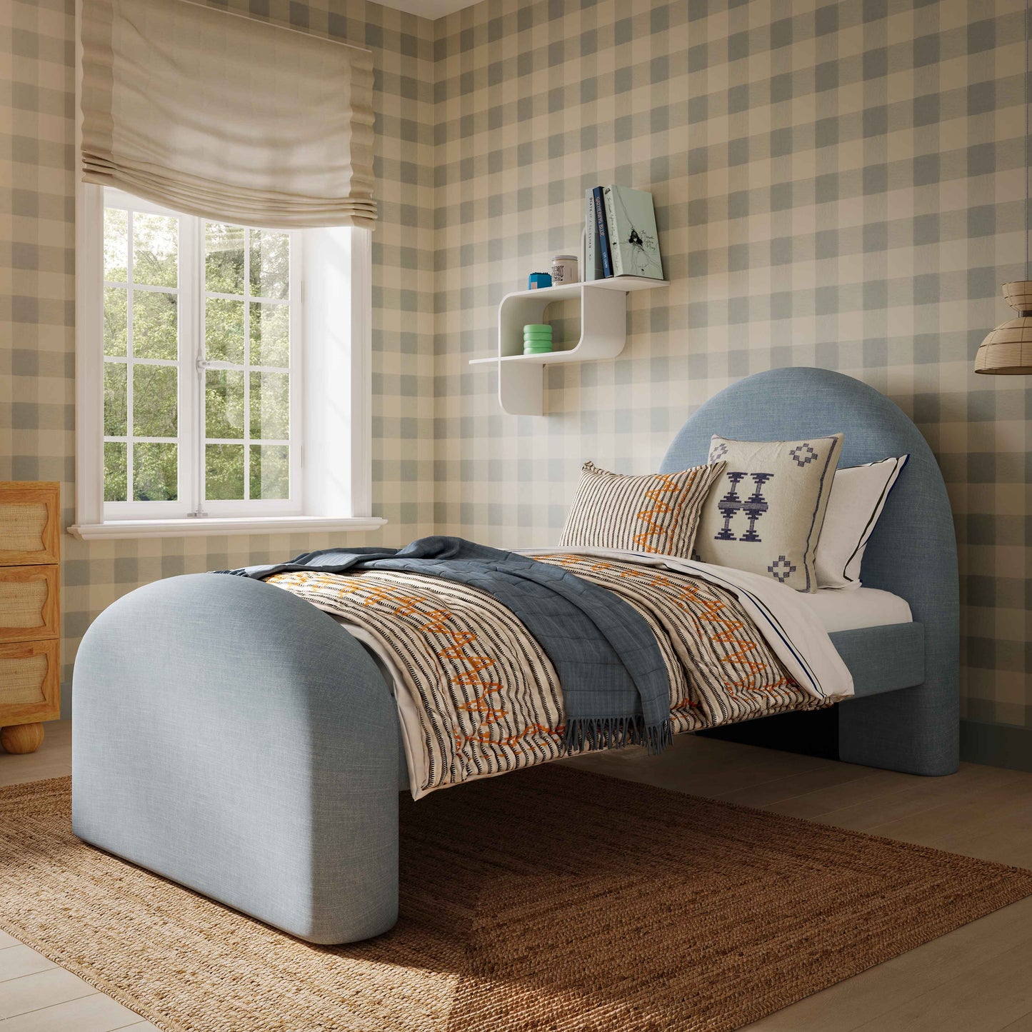 Moon Chambray Blue Performance Chenille Twin Blue by Tov Furniture
