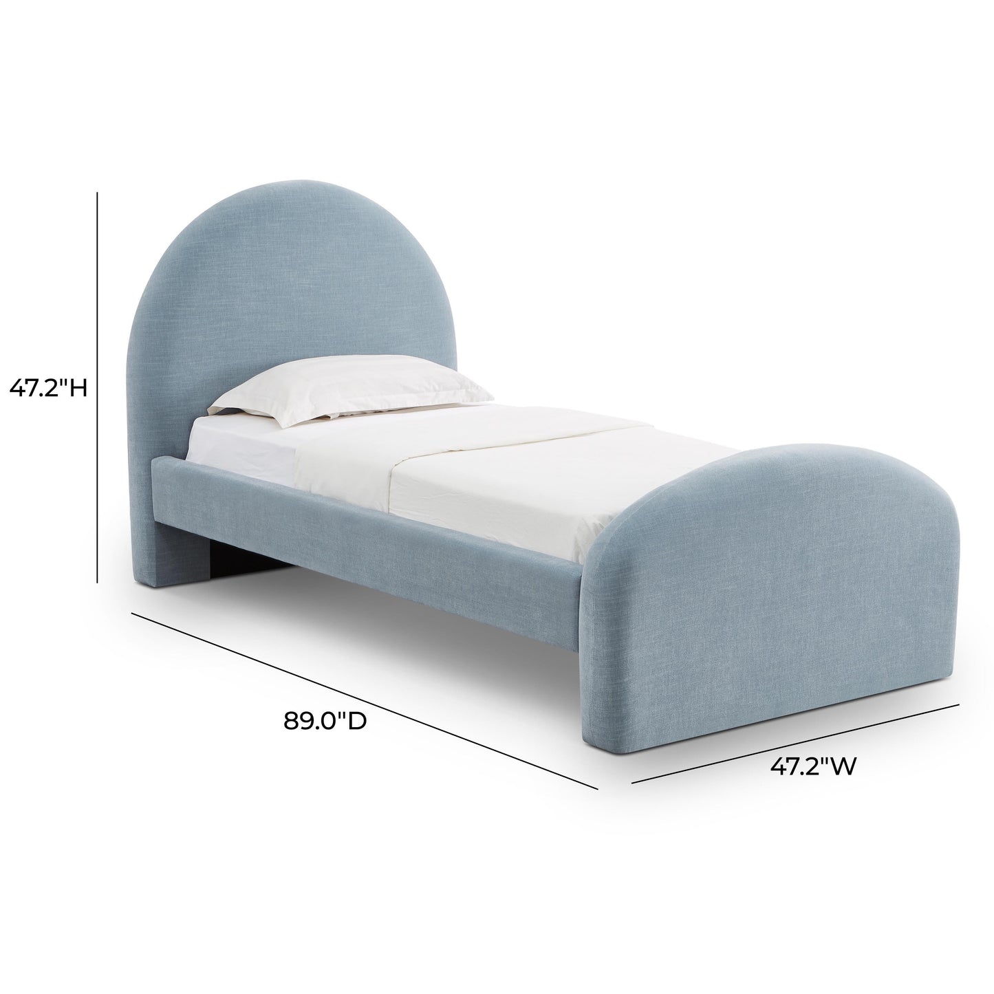 Moon Chambray Blue Chenille Twin Bed by TOV B69369
