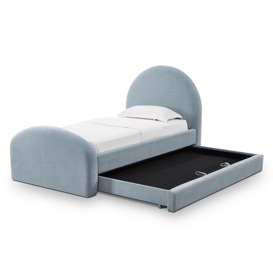 Moon Chambray Blue Chenille Twin Trundle Bed by TOV B69370