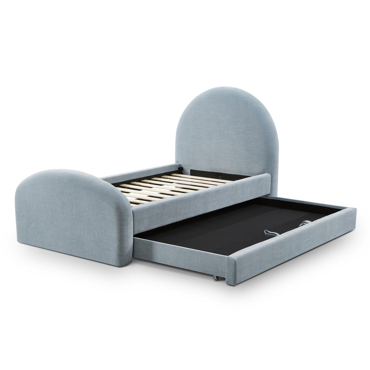 Moon Chambray Blue Performance Chenille Twin Trundle Bed by TOV Furniture – photo 6 of 10